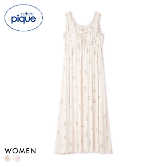ジェラートピケ レディース ラビット柄カップインワンピース パッド付き カップイン ジェラピケ ルームウェア gelato pique