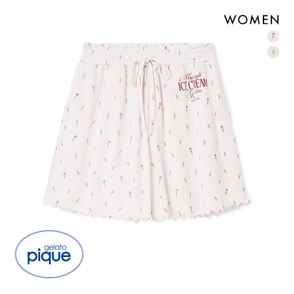 ジェラートピケ レディース 接触冷感 アイス柄ワッフルショートパンツ ジェラピケ パジャマ ルームウェア gelato pique