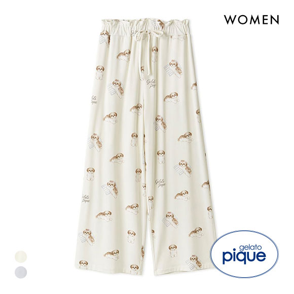 ジェラートピケ レディース シーズー柄ロングパンツ ジェラピケ パジャマ ルームウェア gelato pique