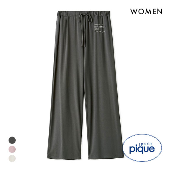 ジェラートピケ レディース フェミニンレーヨンロゴロングパンツ ジェラピケ パジャマ ルームウェア gelato pique