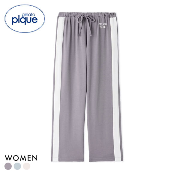 ジェラートピケ レディース インレイロゴラインロングパンツ ジェラピケ パジャマ ルームウェア gelato pique