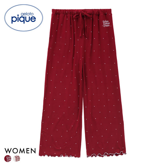 ジェラートピケ レディース ドット柄ロングパンツ ジェラピケ パジャマ ルームウェア gelato pique HOLIDAY