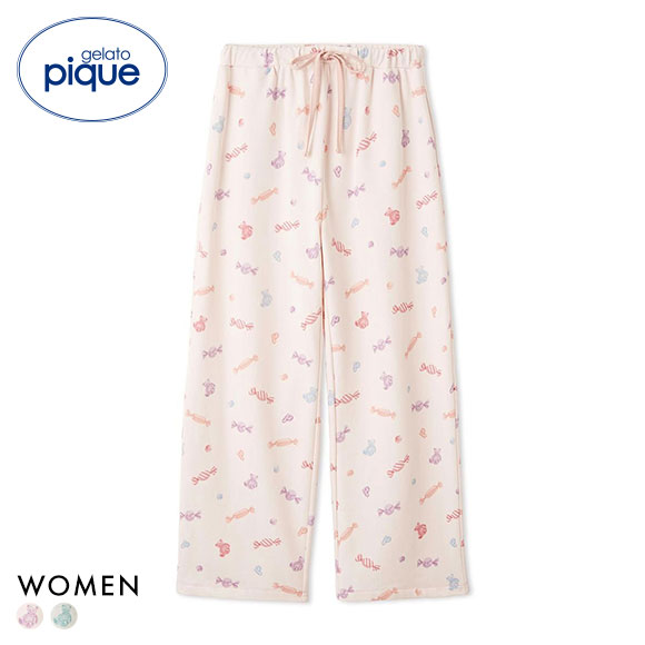 ジェラートピケ レディース キャンディ柄ロングパンツ ジェラピケ パジャマ ルームウェア gelato pique