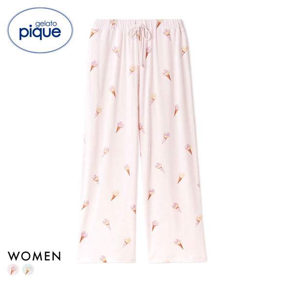 ジェラートピケ レディース アイス柄ロングパンツ ジェラピケ パジャマ ルームウェア gelato pique