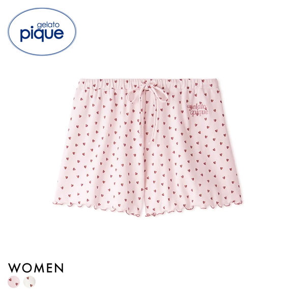 ジェラートピケ レディース 針抜きハート柄ショートパンツ ジェラピケ パジャマ ルームウェア gelato pique