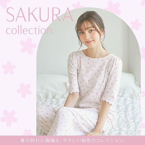 ジェラートピケ SPRING レディース さくら柄針抜きTシャツ ジェラピケ パジャマ ルームウェア gelato pique