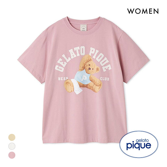 ジェラートピケ レディース スポーティーベアワンポイントTシャツ ジェラピケ パジャマ ルームウェア gelato pique