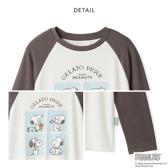 ジェラートピケ レディース PEANUTS オリジナルアートワンポイントロングTシャツ ジェラピケ ルームウェア スヌーピー gelato pique
