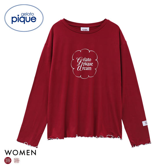 ジェラートピケ レディース ワンポイントレーヨンロゴロングTシャツ ジェラピケ パジャマ ルームウェア gelato pique HOLIDAY