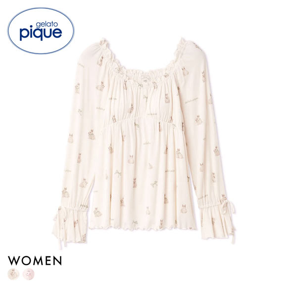 ジェラートピケ レディース ラビット柄カップインプルオーバー パッド付き カップイン ジェラピケ ルームウェア gelato pique