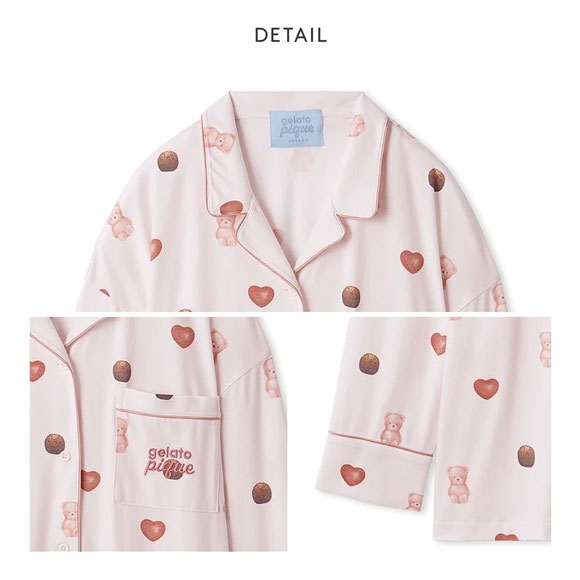 ジェラートピケ レディース Valentine 総柄シャツ ジェラピケ パジャマ ルームウェア gelato pique バレンタイン