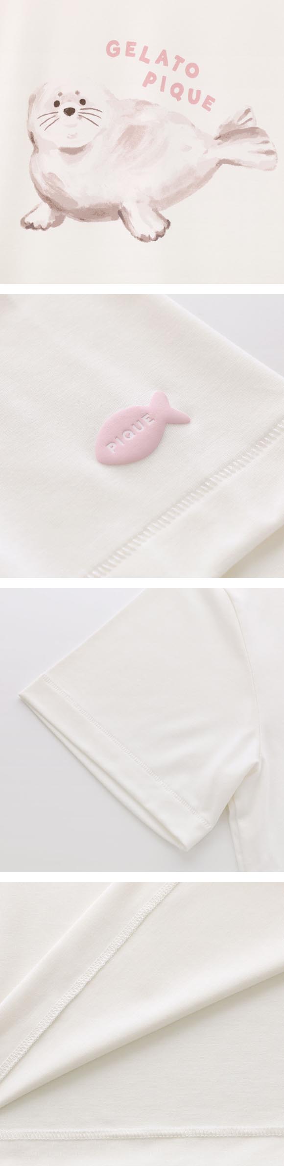ジェラートピケ レディース 接触冷感 シーアニマル柄ワンポイントTシャツ ジェラピケ パジャマ ルームウェア gelato pique