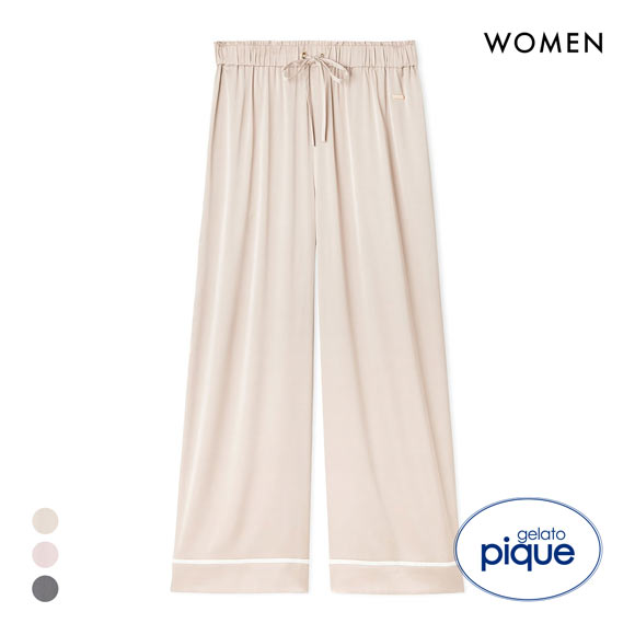 ジェラートピケ レディース 接触冷感サテンラインロングパンツ ジェラピケ パジャマ ルームウェア gelato pique