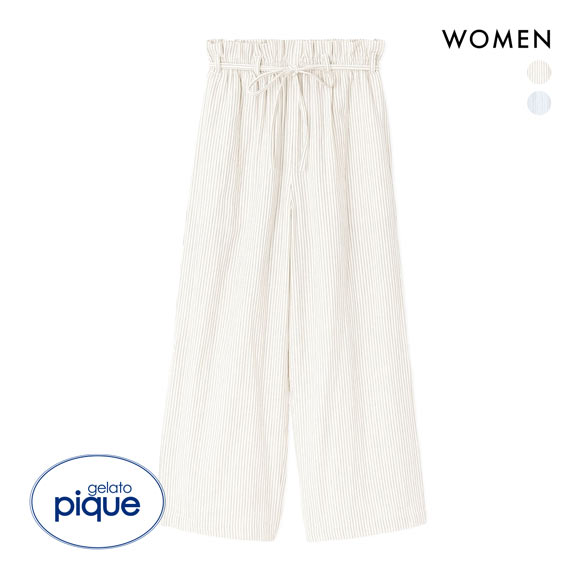 ジェラートピケ レディース ガーゼストライプロングパンツ ジェラピケ パジャマ ルームウェア gelato pique
