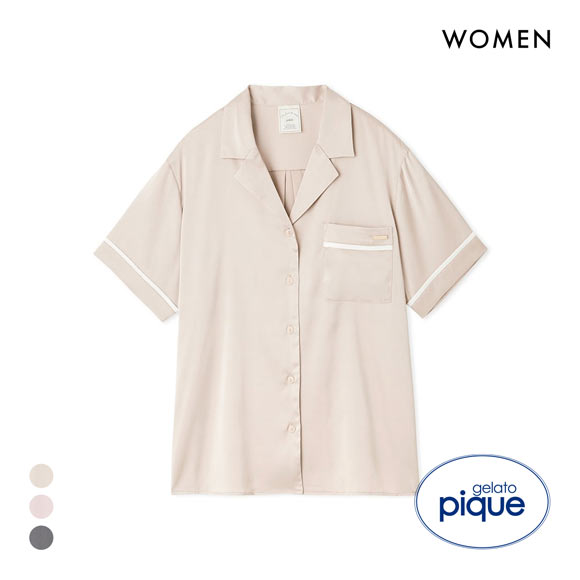 ジェラートピケ レディース 接触冷感サテンラインシャツ ジェラピケ パジャマ ルームウェア gelato pique