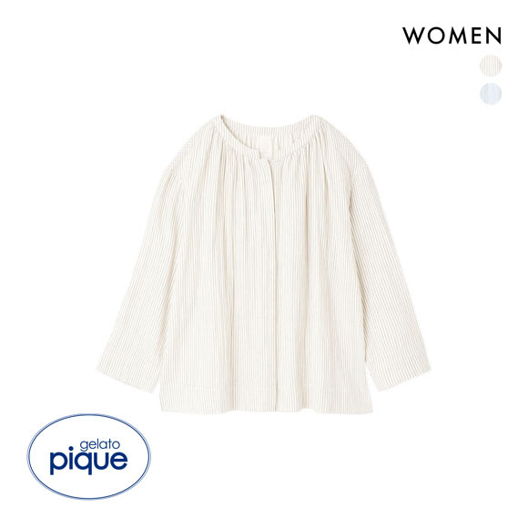 ジェラートピケ レディース ガーゼストライプシャツ ジェラピケ パジャマ ルームウェア gelato pique