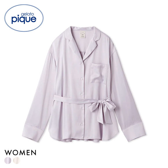 ジェラートピケ レディース 裏起毛サテンシャツ ジェラピケ パジャマ ルームウェア gelato pique