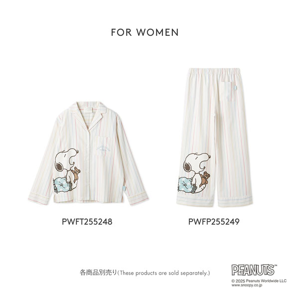 ジェラートピケ レディース PEANUTS レインボーストライプネルシャツ ジェラピケ パジャマ ルームウェア スヌーピー gelato pique