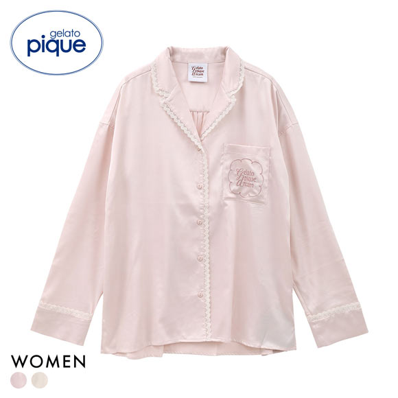 ジェラートピケ レディース レースサテンシャツ ジェラピケ パジャマ ルームウェア gelato pique HOLIDAY