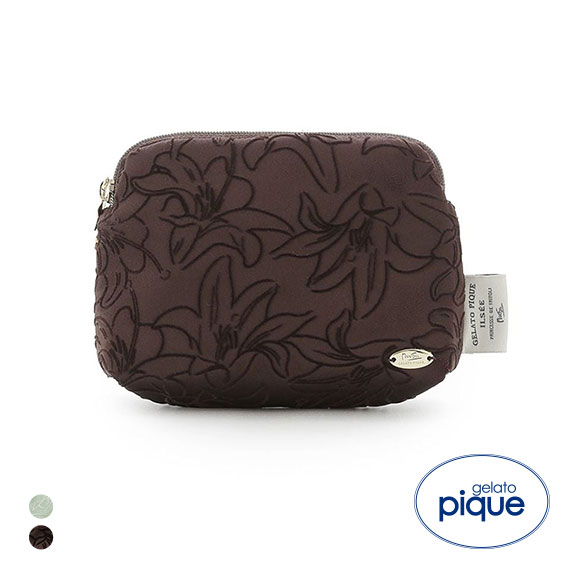 ジェラートピケ MUCHA リリー柄フロッキーティッシュポーチ ジェラピケ ミュシャ gelato pique