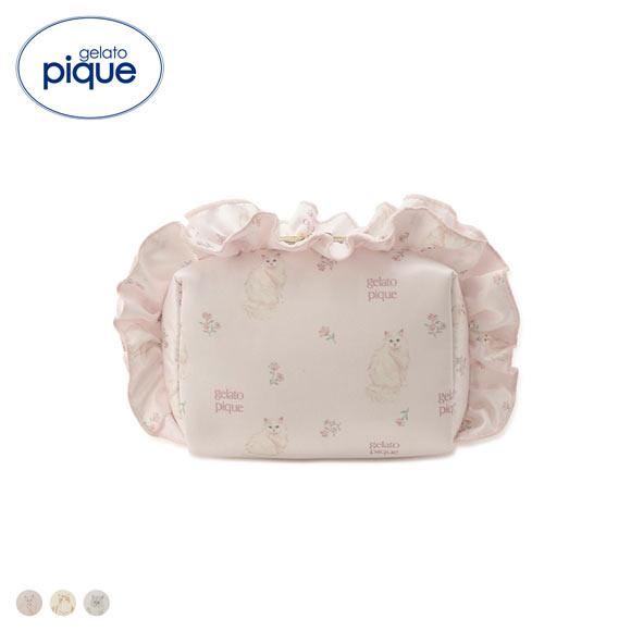 ジェラートピケ レディース フラワーキャット柄ポーチ ジェラピケ gelato pique 猫の日