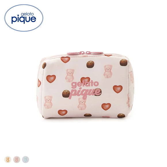 ジェラートピケ Valentine 総柄ポーチ ジェラピケ gelato pique バレンタイン