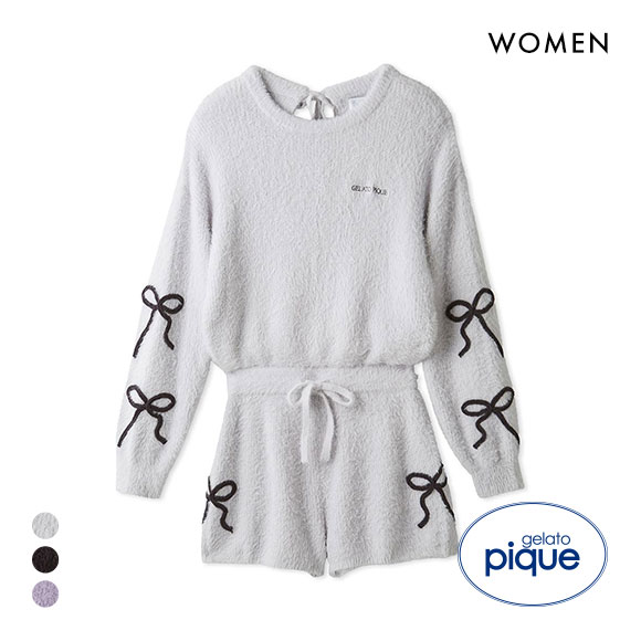 ジェラートピケ レディース HALLOWEEN リボンフェザーロンパース ジェラピケ パジャマ ルームウェア gelato pique