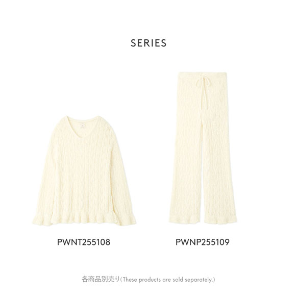 ジェラートピケ レディース フェザー柄編みロングパンツ ジェラピケ パジャマ ルームウェア gelato pique