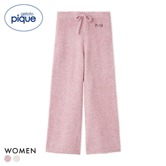 ジェラートピケ レディース メランジロゴ刺繍ロングパンツ ジェラピケ パジャマ gelato pique