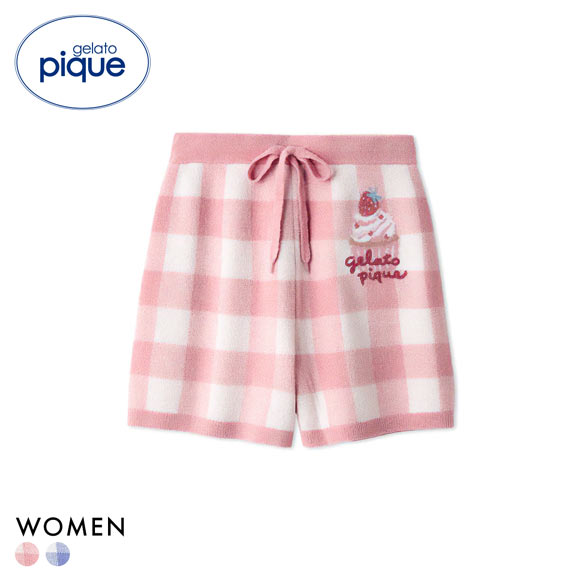 ジェラートピケ レディース エアリーモコギンガムチェック柄ショートパンツ ジェラピケ パジャマ gelato pique