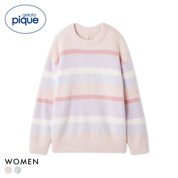 ジェラートピケ レディース ベビモコカラフルボーダープルオーバー ジェラピケ パジャマ ルームウェア gelato pique