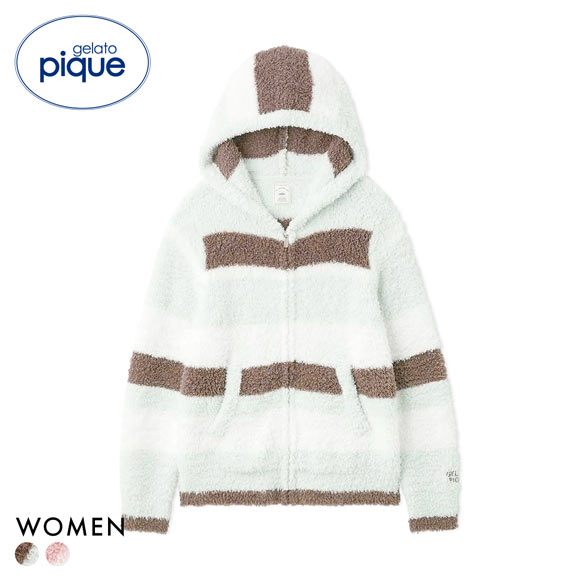ジェラートピケ レディース ジェラートランダムボーダーパーカ ジェラピケ パジャマ ルームウェア gelato pique