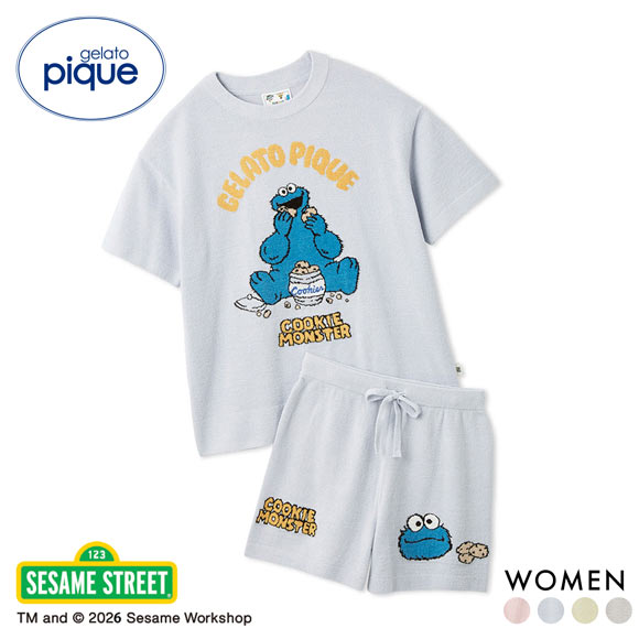 ジェラートピケ SESAME STREET エアリーモコジャガードプルオーバー＆ショートパンツセット ジェラピケ セサミストリート gelato pique