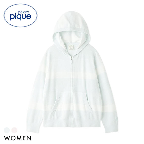 ジェラートピケ レディース スムーズィーliteグラデーションボーダーパーカ ジェラピケ パジャマ ルームウェア gelato pique
