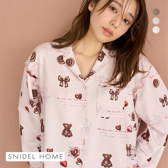 スナイデルホーム チョコモチーフ開襟シャツ パジャマ ルームウェア SNIDEL HOME