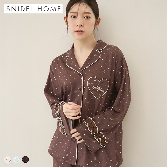 スナイデルホーム ハートドット柄開襟シャツ パジャマ ルームウェア SNIDEL HOME Valentine バレンタイン