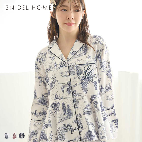 スナイデルホーム Warm Satin ホリデージュイ開襟シャツ パジャマ ルームウェア SNIDEL HOME