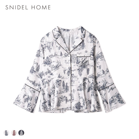 スナイデルホーム Warm Satin ホリデージュイ開襟シャツ パジャマ ルームウェア SNIDEL HOME