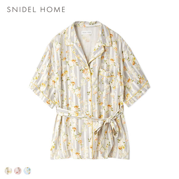 スナイデルホーム 接触冷感 ストライプフラワーシャツ パジャマ ルームウェア SNIDEL HOME