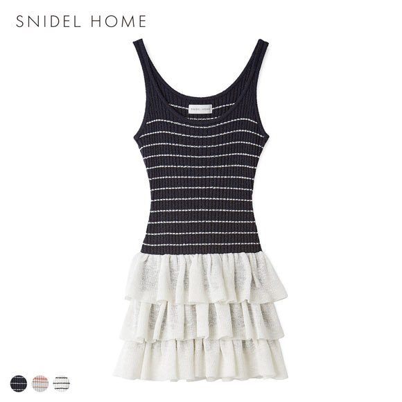 スナイデルホーム ボーダーリブフリルチュニック パジャマ ルームウェア SNIDEL HOME