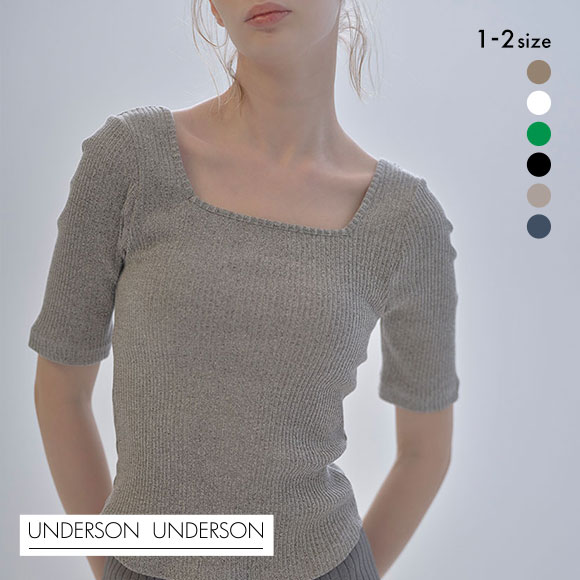 アンダーソンアンダーソン UNDERSON UNDERSON ハーフスリーブリブトップス カップ付き レディース
