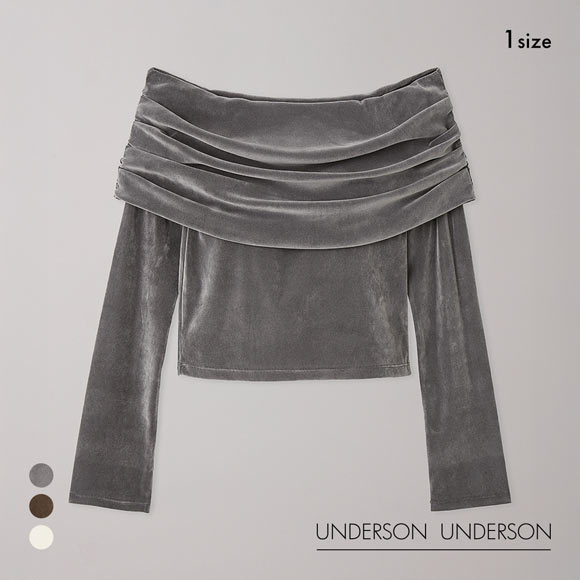 アンダーソンアンダーソン フロッキーチュールオフショルプルオーバー UNDERSON UNDERSON
