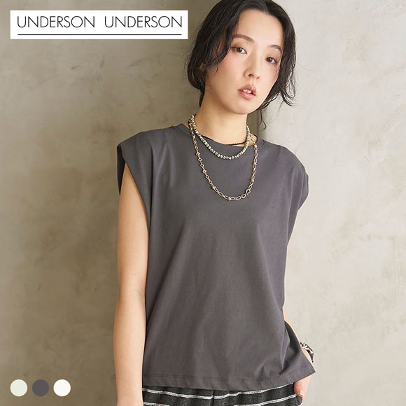 アンダーソンアンダーソン Sheer WASHI Tee フレンチスリーブ UNDERSON UNDERSON