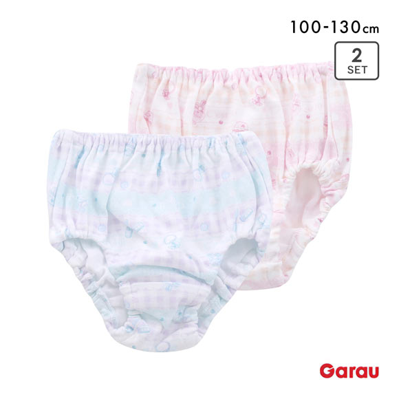 ガロー 女児 コスメ柄 綿100％ ショーツ 2枚セット 日本製 コットン キッズ ジュニア 100 110 120 130 女の子 小学生 パンツ Garau