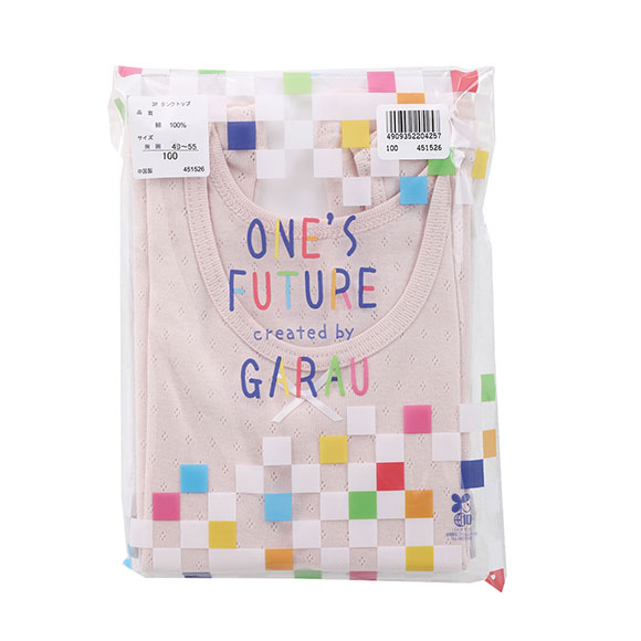 ガロー Garau キッズ ジュニア パターンメッシュ タンクトップ 3枚セット インナー 女の子 女児 綿100％