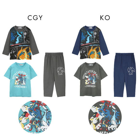 ガロー Garau ポケットモンスター パジャマ 長袖 半袖 長ズボン トップス2枚付き ルームウェア キッズ ジュニア 子供 上下セット ポケモン