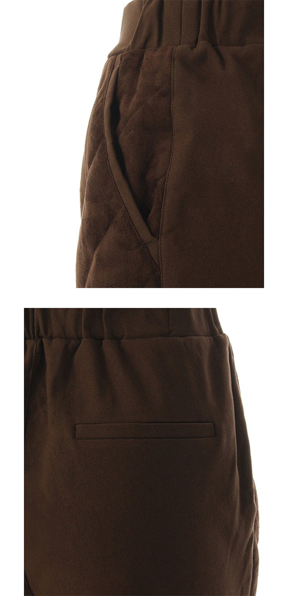 17℃ スエード調ダウンパンツ ボトムス テーパード レディース あったか 巾着付き 大きいサイズ