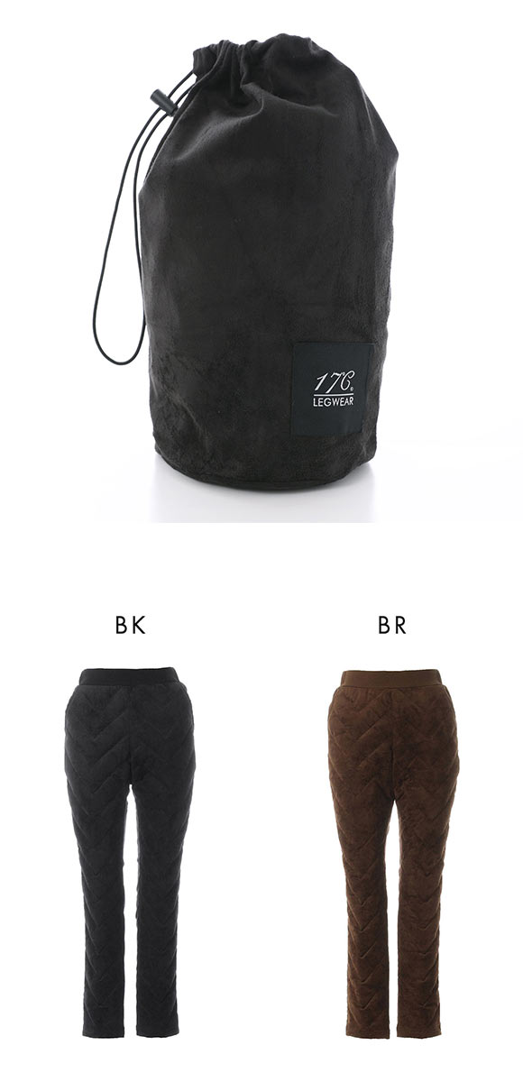 17℃ スエード調ダウンパンツ ボトムス テーパード レディース あったか 巾着付き 大きいサイズ