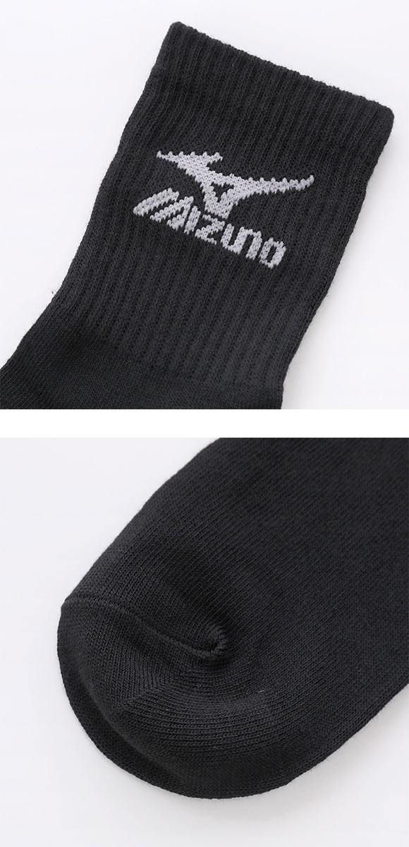 ミズノ キッズ ソックス ショート丈 3足セット 破れにくい 丈夫 つま先かかと補強 黒 スクール ジュニア 21-23cm 23-25cm MIZUNO