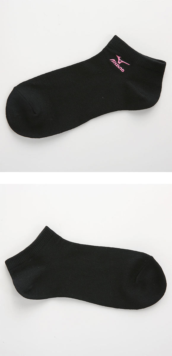 ミズノ MIZUNO ソックス スニーカー丈 靴下 3足組 白 黒 刺繍 制菌 抗菌防臭 レディース 23-25cm